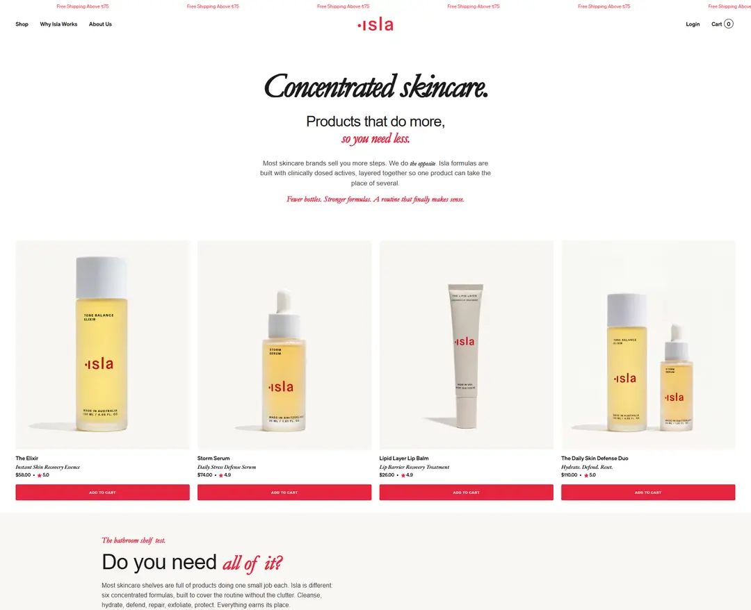 Isla Beauty — 화장품 쇼핑몰 웹사이트 디자인 레퍼런스