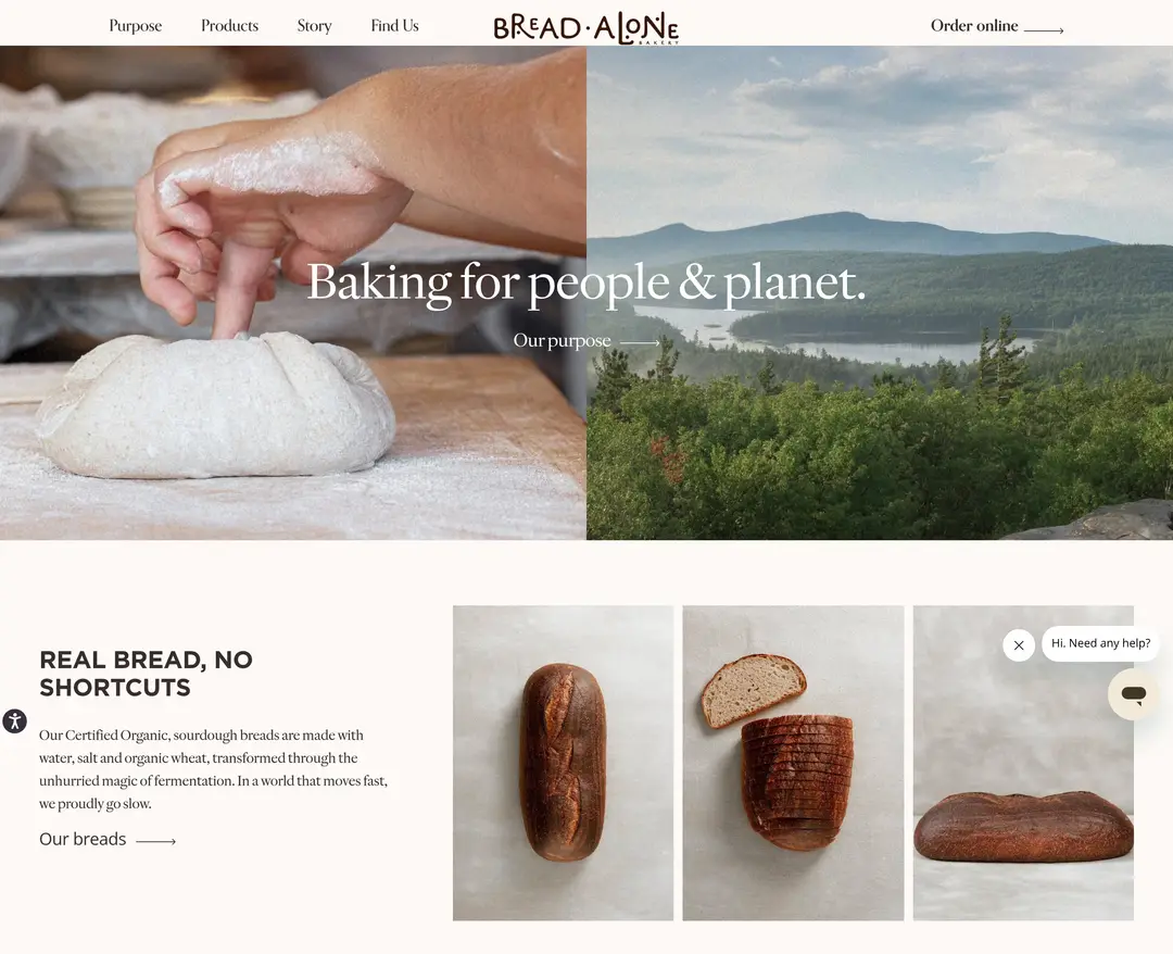 Bread Alone — 카페/음식 쇼핑몰 웹사이트 디자인 레퍼런스