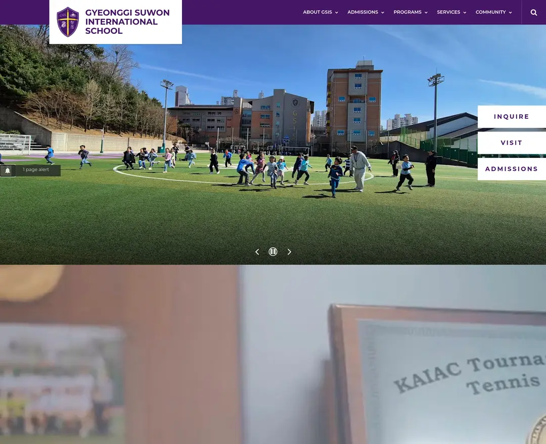 Gyeonggi Suwon International School — 교육 소개 웹사이트 디자인 레퍼런스