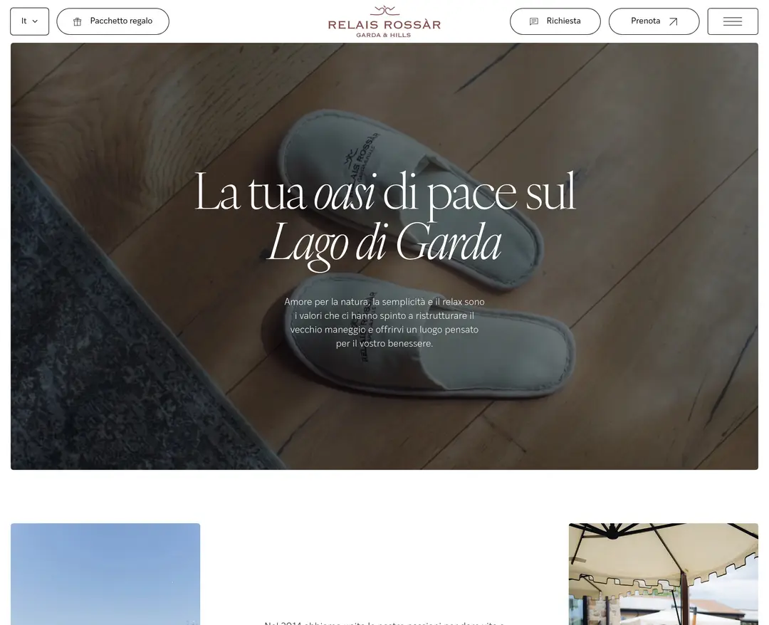 Relais con Spa tra le Colline | Lago di Garda – Rossar — 여행/호텔 소개 웹사이트 디자인 레퍼런스