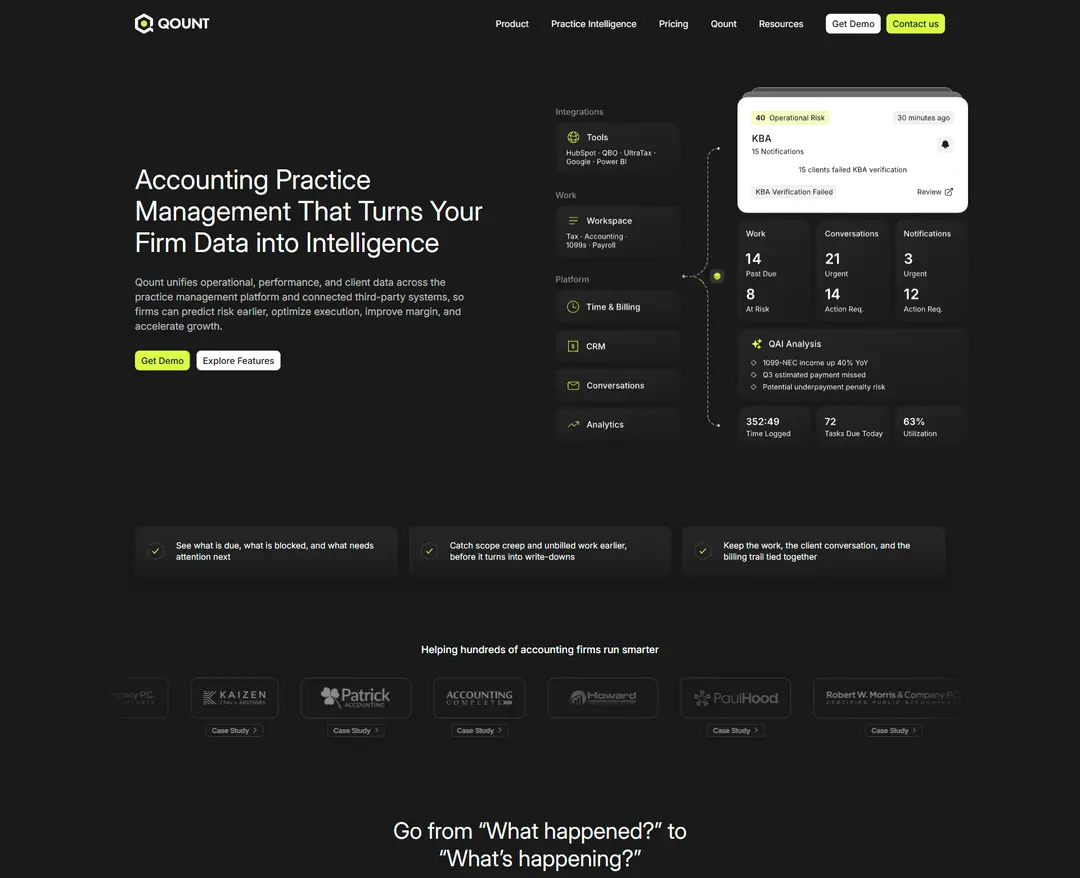 Qount — 법률/세무 플랫폼 웹사이트 디자인 레퍼런스