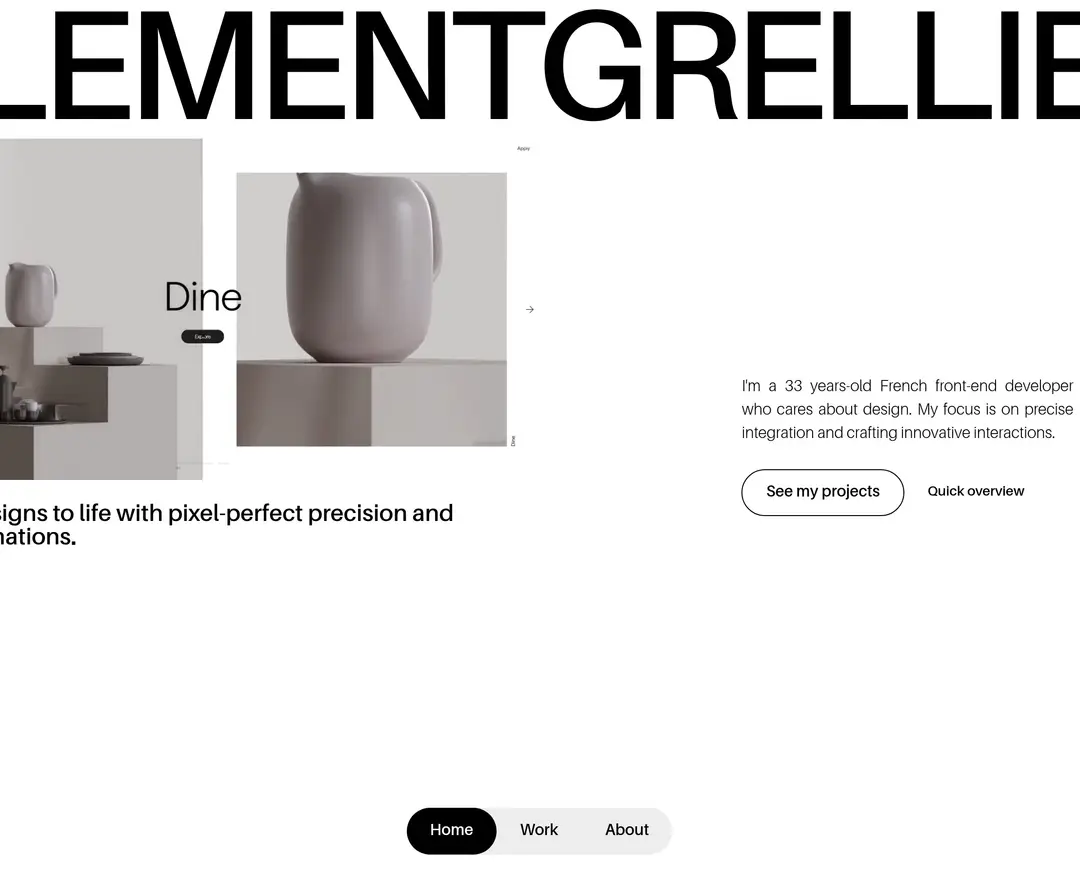 Clément Grellier — 기타 포트폴리오 웹사이트 디자인 레퍼런스