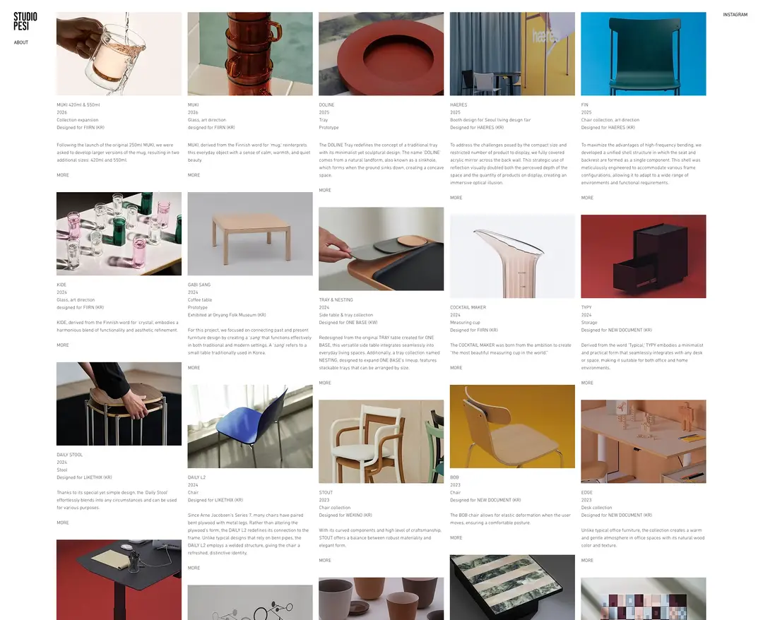 Studio PESI — 기타 포트폴리오 웹사이트 디자인 레퍼런스