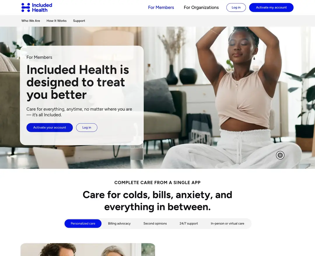 Included Health — 병원/의료 소개 웹사이트 디자인 레퍼런스