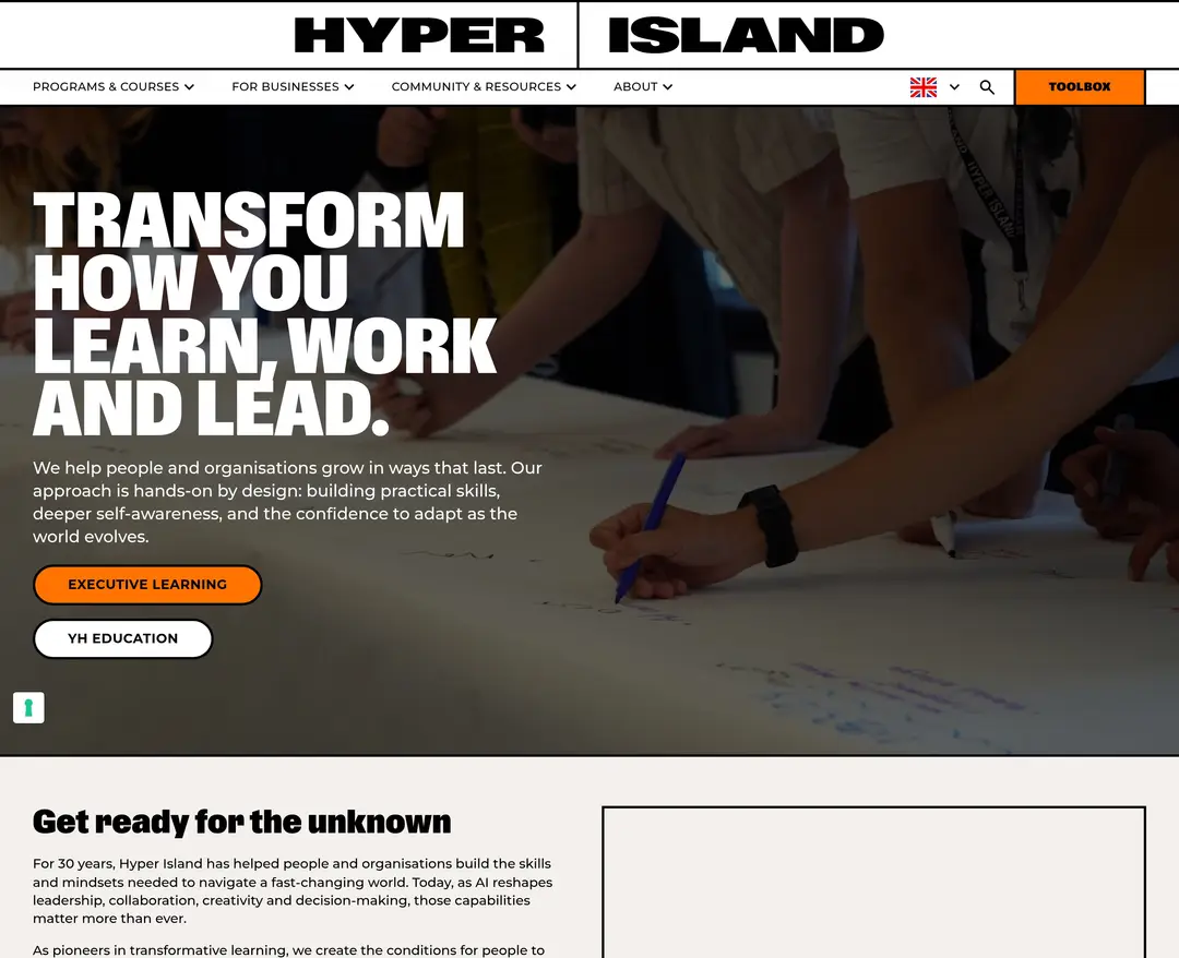 Hyper Island — 교육 소개 웹사이트 디자인 레퍼런스