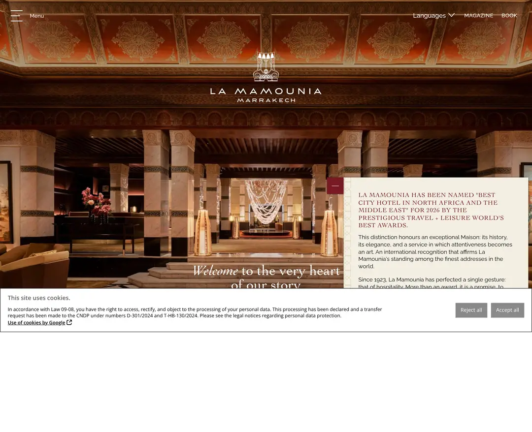 La Mamounia — 여행/호텔 소개 웹사이트 디자인 레퍼런스