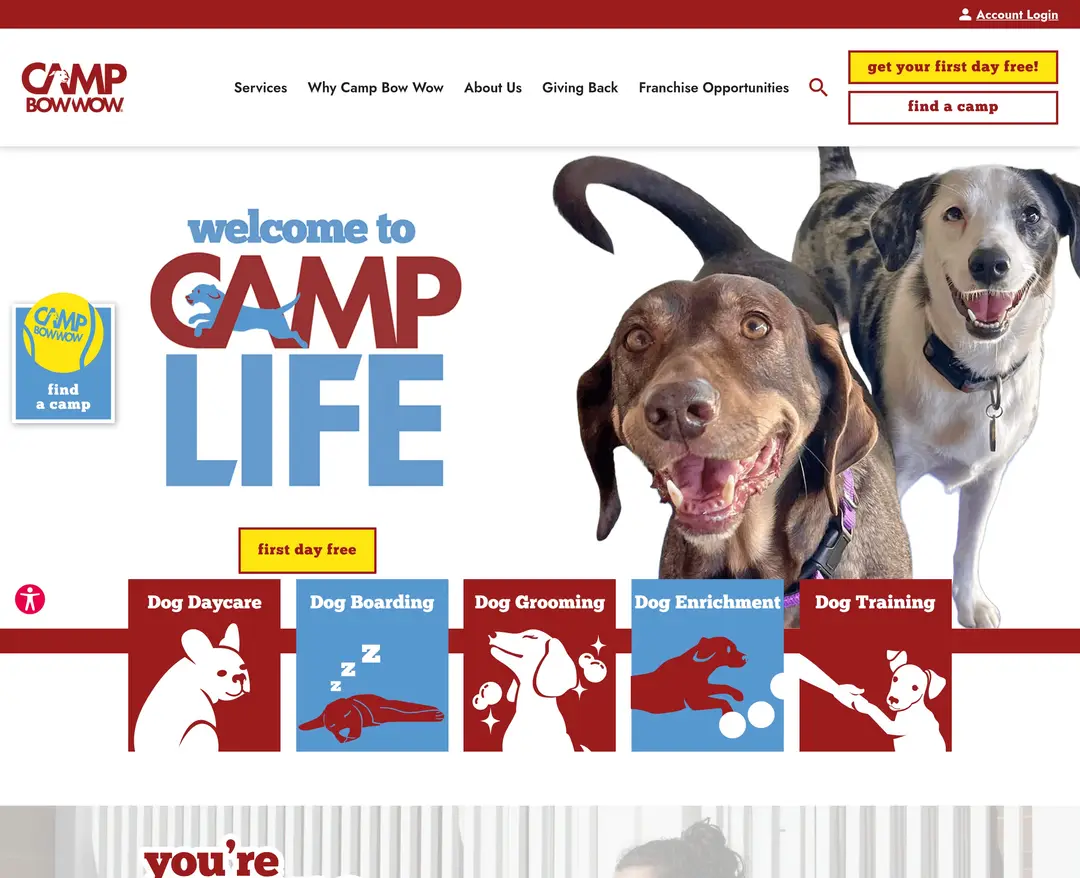 Camp Bow Wow — 반려동물 소개 웹사이트 디자인 레퍼런스