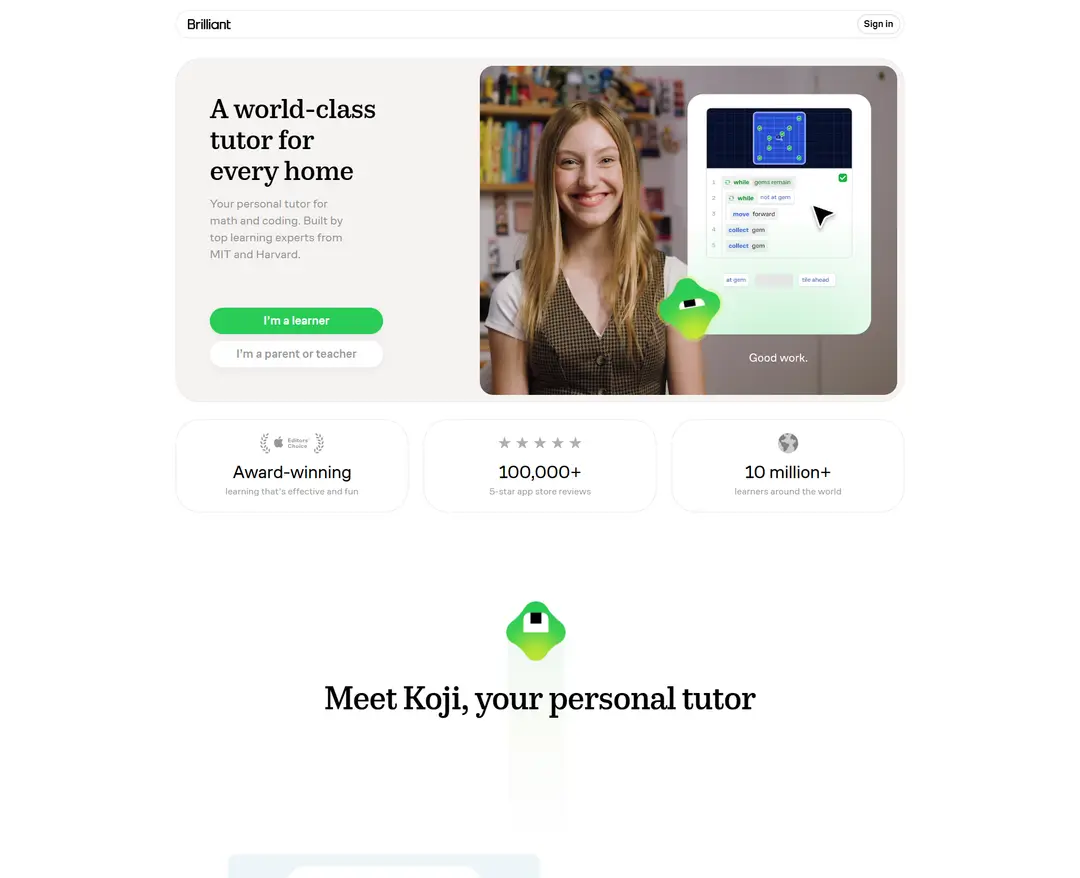 Brilliant — 교육 플랫폼 웹사이트 디자인 레퍼런스
