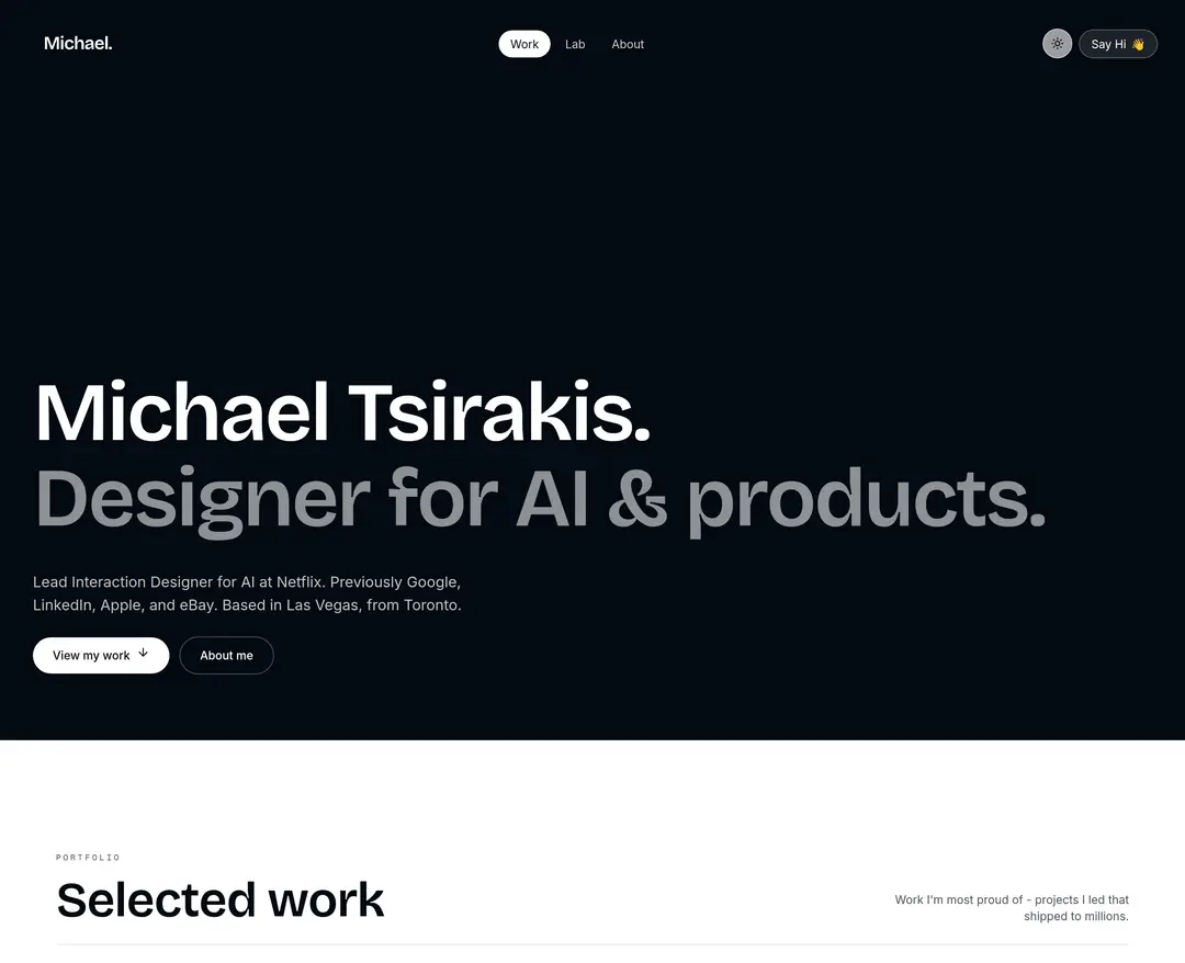 Michael Tsirakis — 기타 포트폴리오 웹사이트 디자인 레퍼런스
