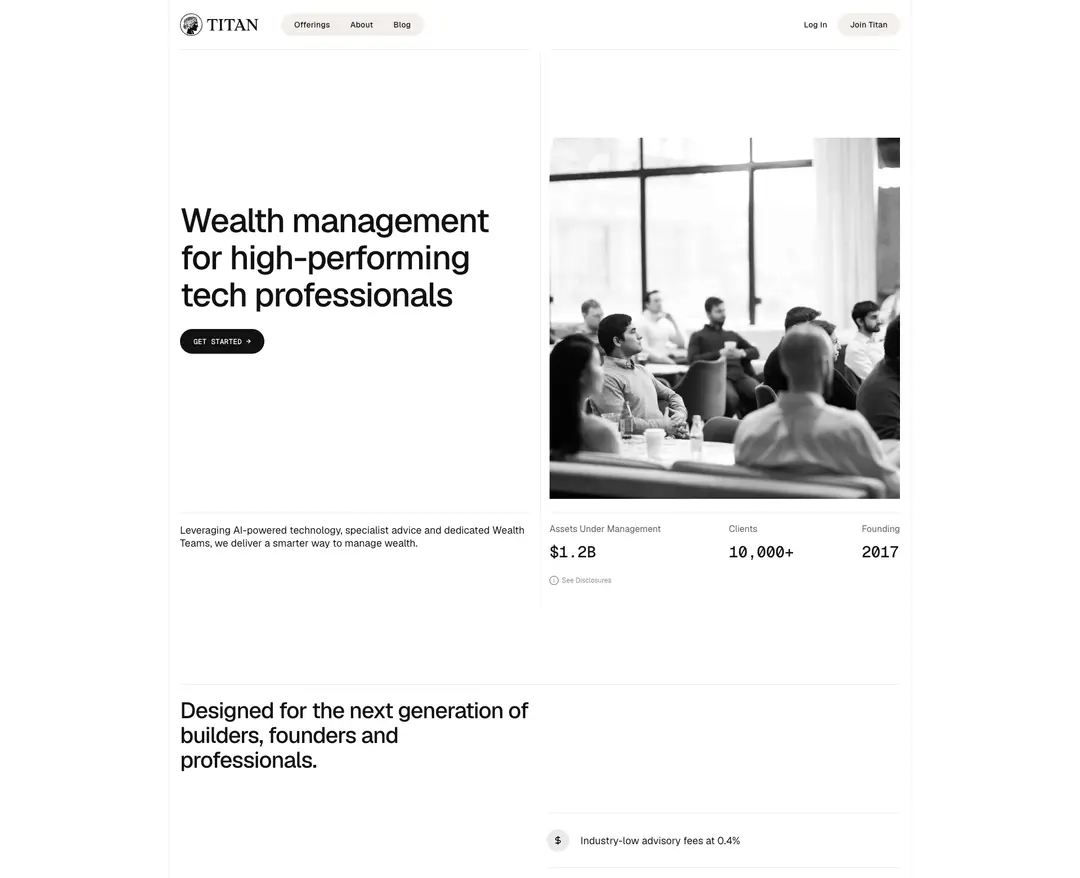 Titan — 금융/부동산 플랫폼 웹사이트 디자인 레퍼런스