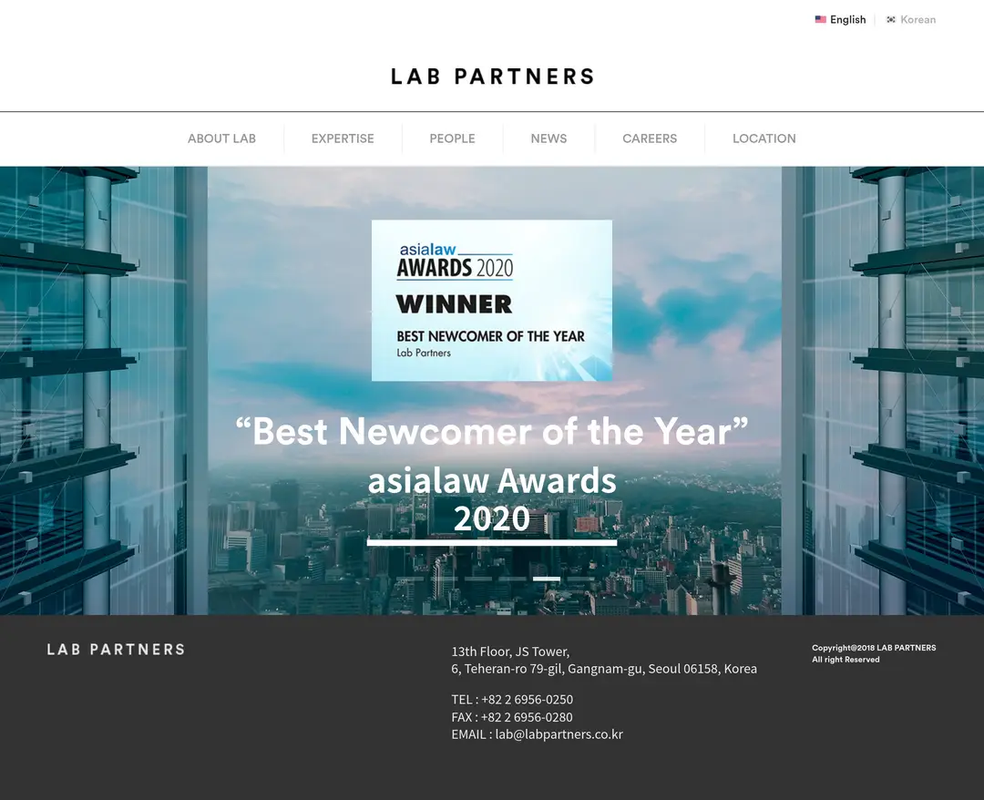 LAB PARTNERS — 법률/세무 소개 웹사이트 디자인 레퍼런스
