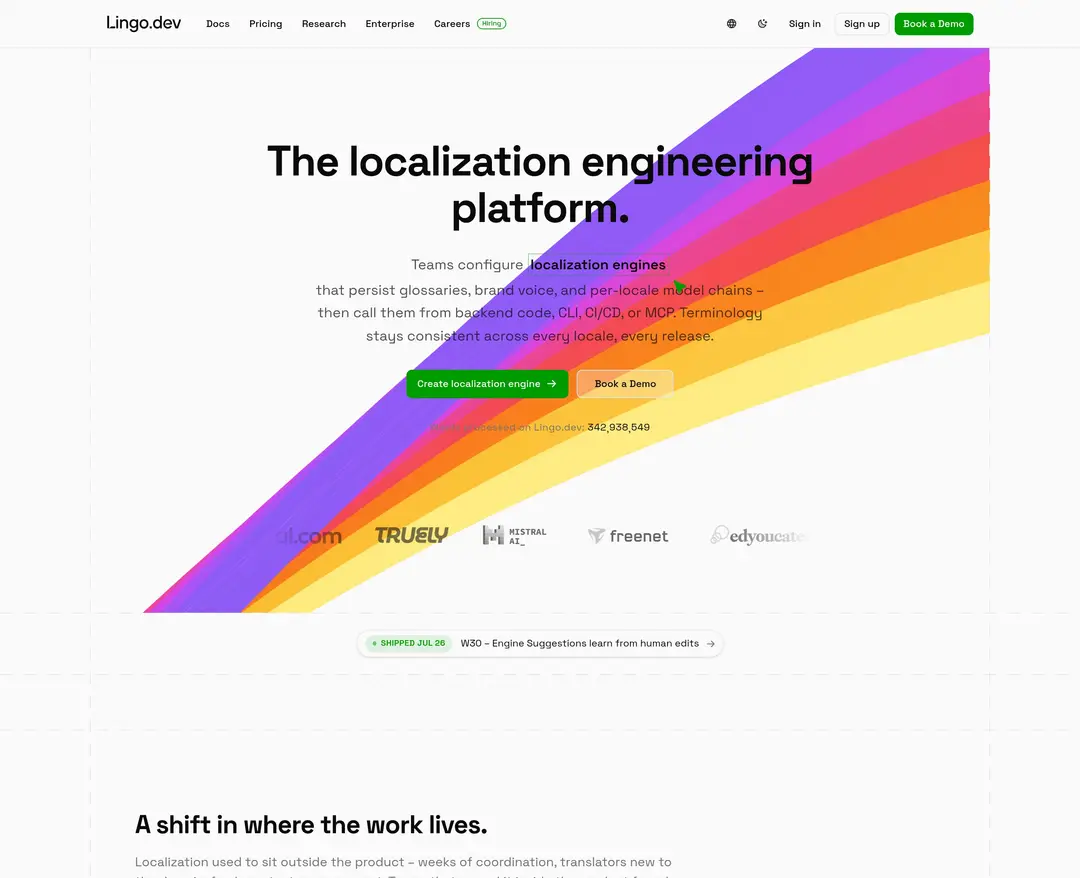Lingo.dev — IT/스타트업 플랫폼 웹사이트 디자인 레퍼런스