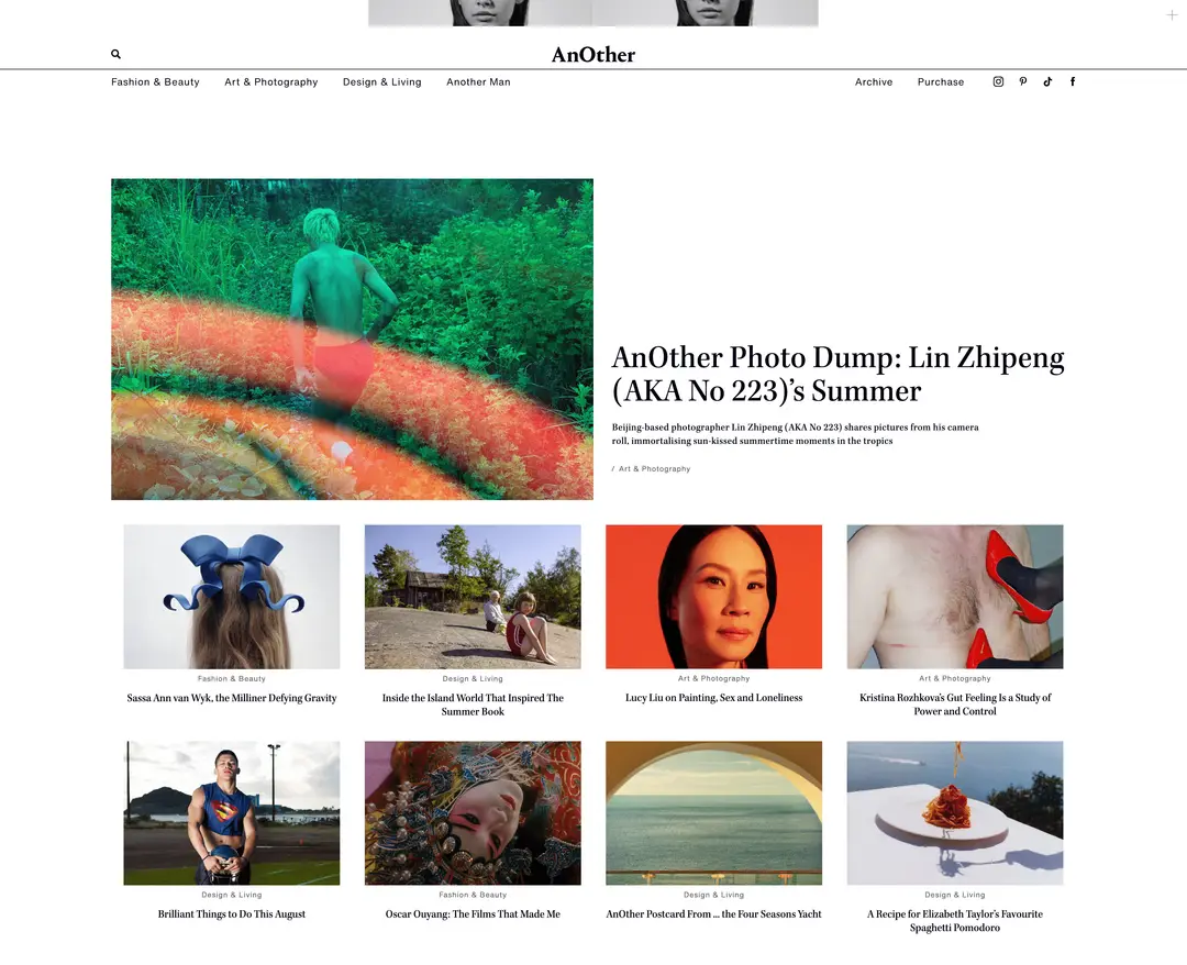 AnOther Magazine — 패션 콘텐츠 웹사이트 디자인 레퍼런스