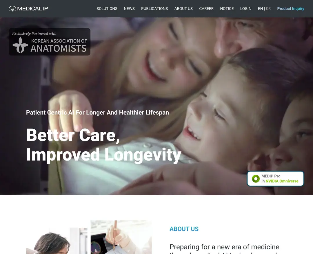 MEDICAL IP — IT/스타트업 소개 웹사이트 디자인 레퍼런스