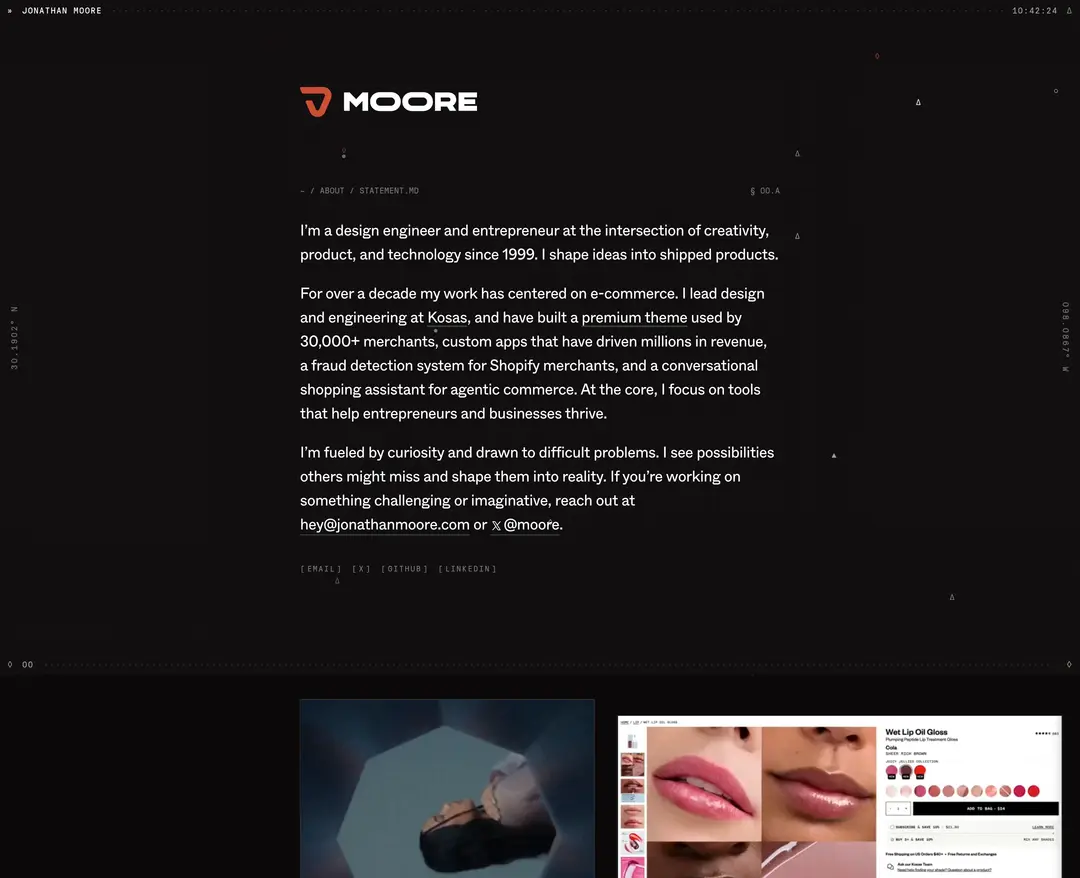 Jonathan Moore — IT/스타트업 소개 웹사이트 디자인 레퍼런스