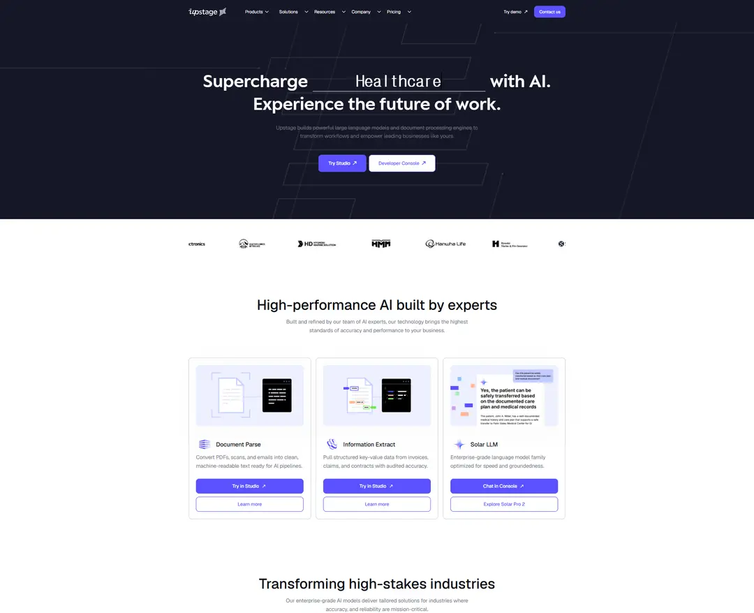 Upstage — IT/스타트업 플랫폼 웹사이트 디자인 레퍼런스