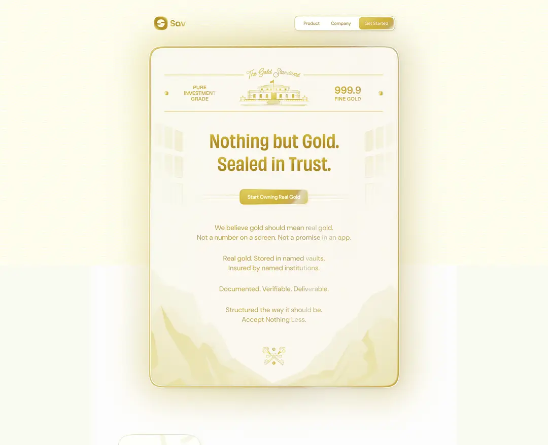 Sav Gold — 금융/부동산 플랫폼 웹사이트 디자인 레퍼런스