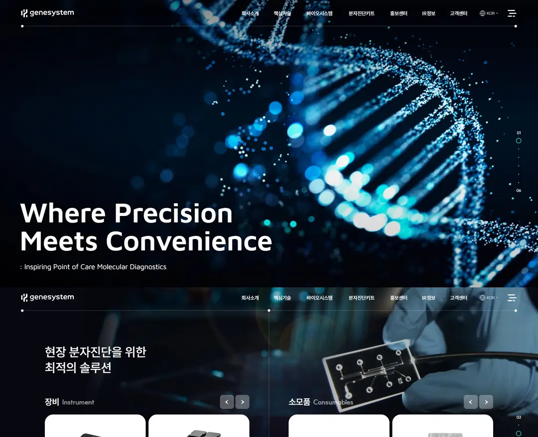 Genesystem — 기타 소개 웹사이트 디자인 레퍼런스
