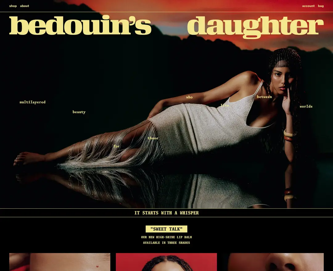 Bedouin's Daughter — 화장품 쇼핑몰 웹사이트 디자인 레퍼런스