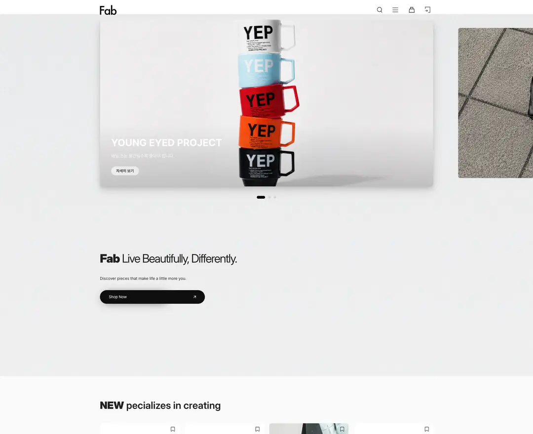 FAB STORE — 라이프스타일 쇼핑몰 웹사이트 디자인 레퍼런스