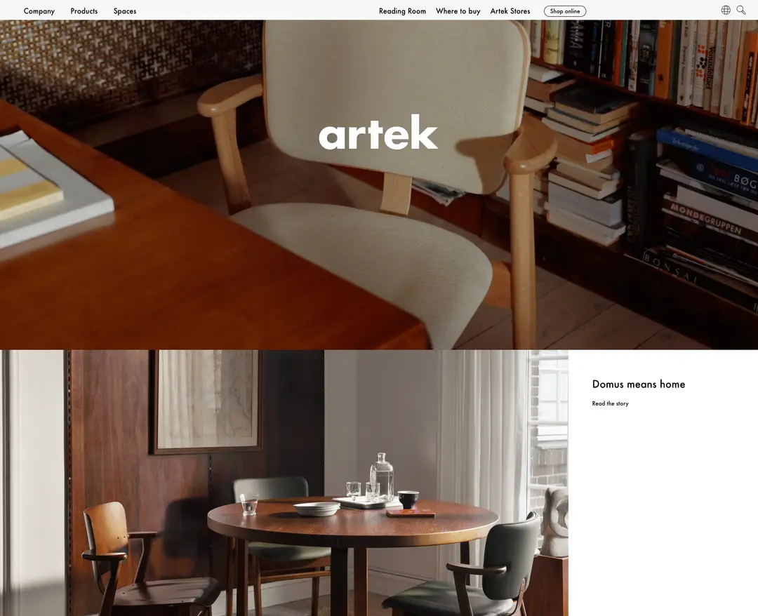 Artek — 인테리어/가구 소개 웹사이트 디자인 레퍼런스
