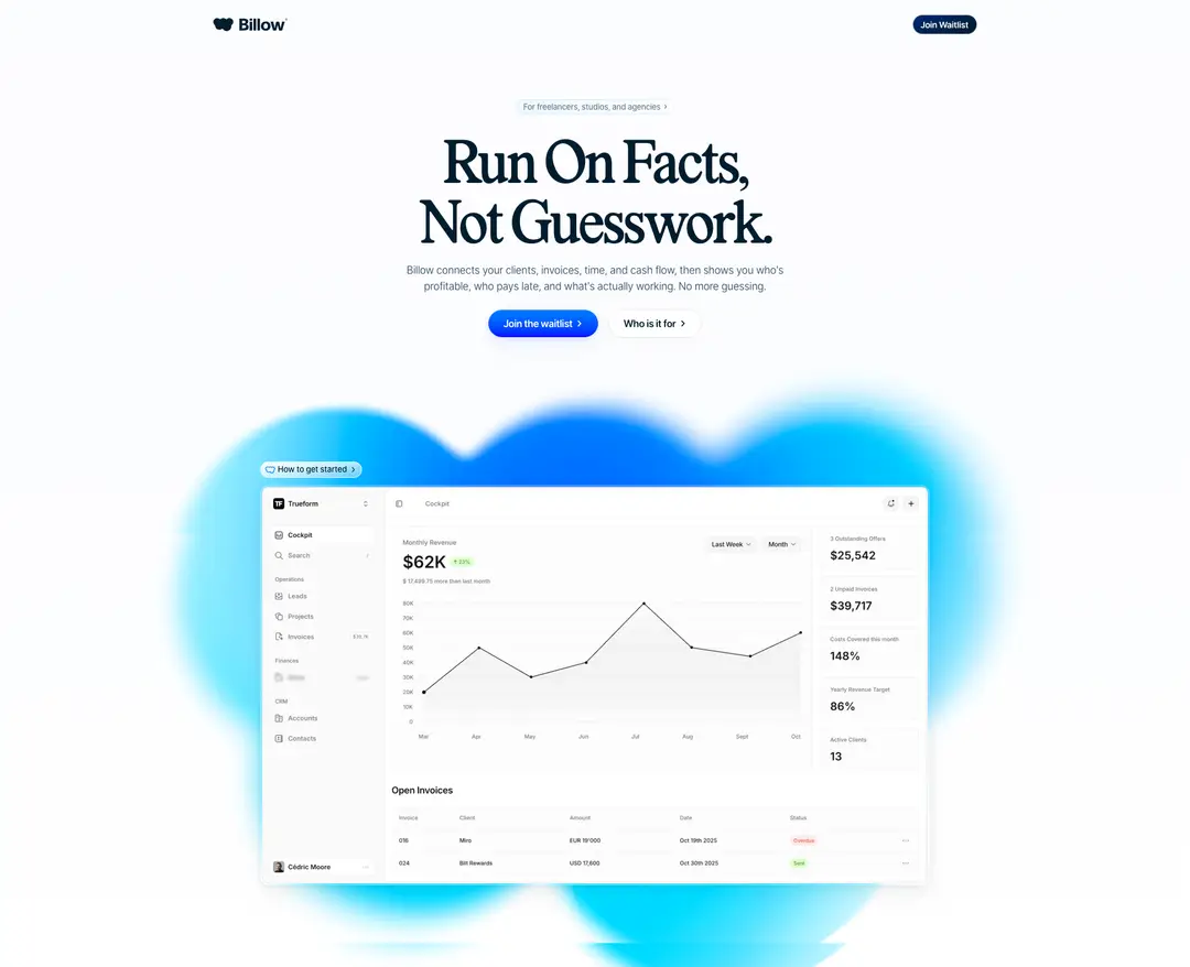 Billow — IT/스타트업 플랫폼 웹사이트 디자인 레퍼런스
