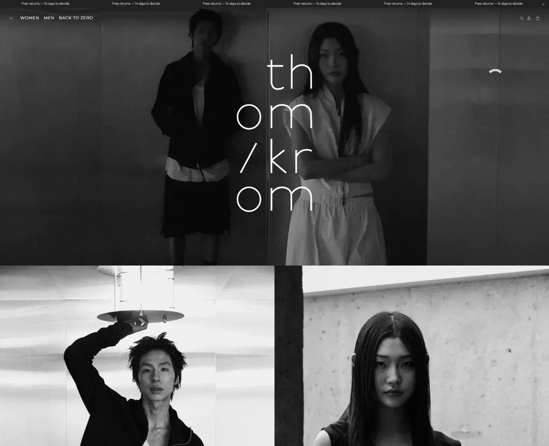 thom/krom — 패션 쇼핑몰 웹사이트 디자인 레퍼런스
