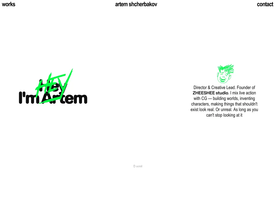 artem shcherbakov — 기타 포트폴리오 웹사이트 디자인 레퍼런스