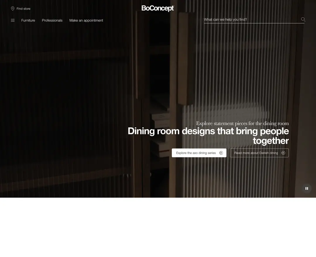 BoConcept — 인테리어/가구 쇼핑몰 웹사이트 디자인 레퍼런스