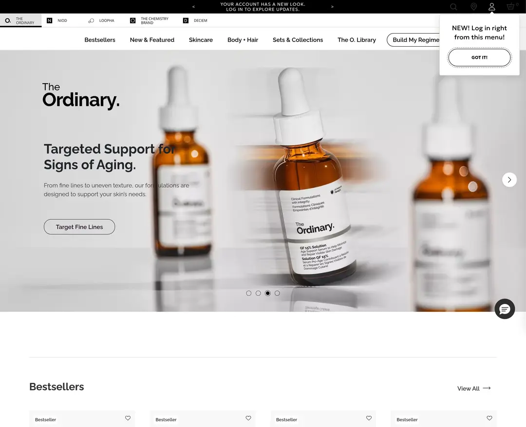 The Ordinary — 화장품 쇼핑몰 웹사이트 디자인 레퍼런스