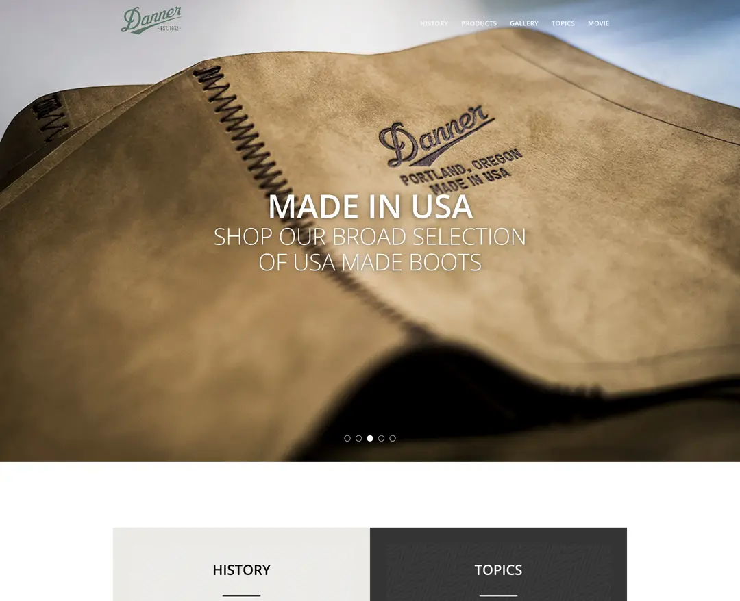 Danner Korea — 패션 소개 웹사이트 디자인 레퍼런스