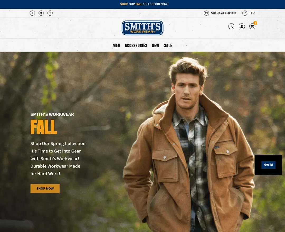 Smith's Workwear — 패션 쇼핑몰 웹사이트 디자인 레퍼런스