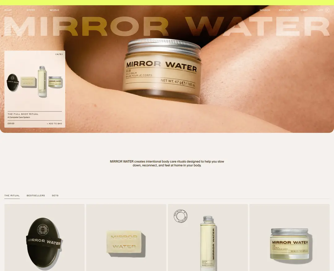 MIRROR WATER — 화장품 쇼핑몰 웹사이트 디자인 레퍼런스