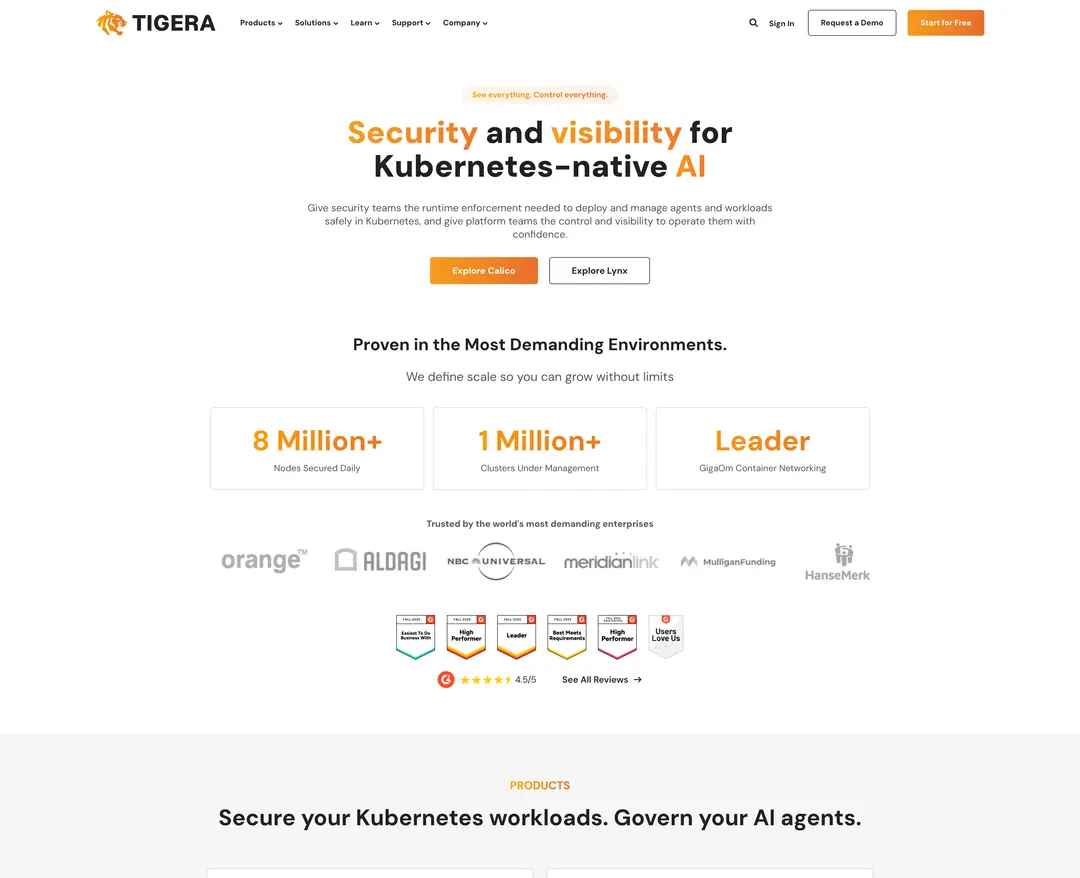 Tigera — IT/스타트업 플랫폼 웹사이트 디자인 레퍼런스