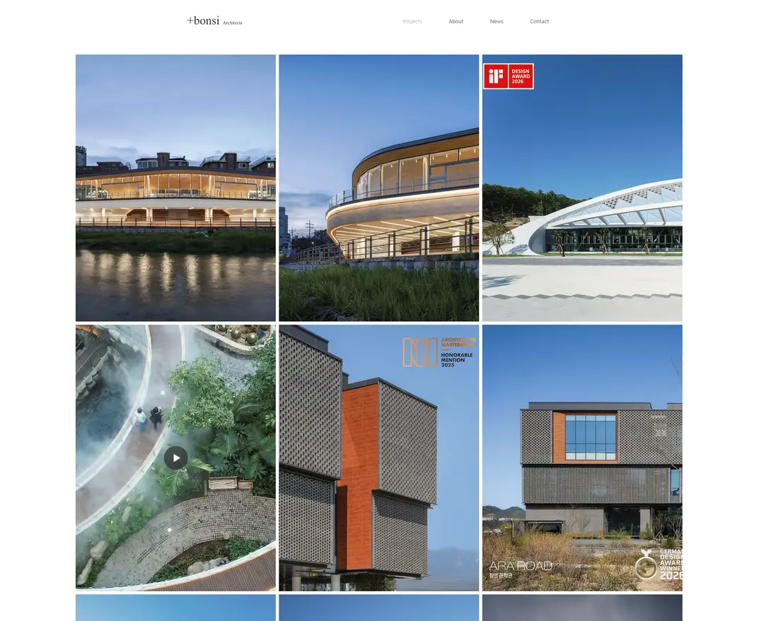 +bonsi architects — 인테리어/가구 포트폴리오 웹사이트 디자인 레퍼런스