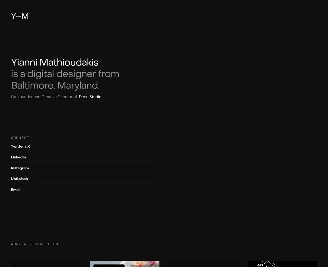Yianni Mathioudakis — IT/스타트업 포트폴리오 웹사이트 디자인 레퍼런스