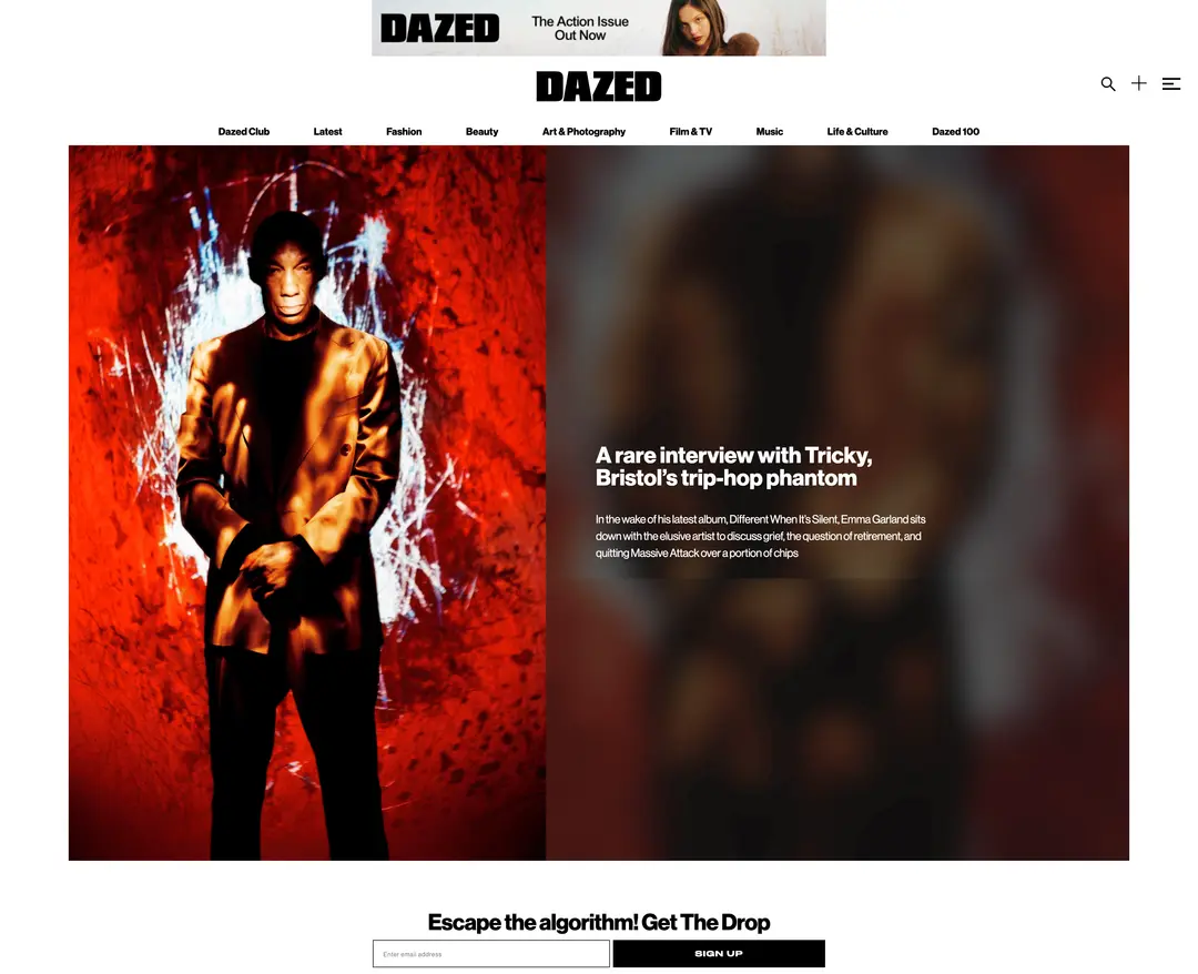 Dazed — 기타 콘텐츠 웹사이트 디자인 레퍼런스