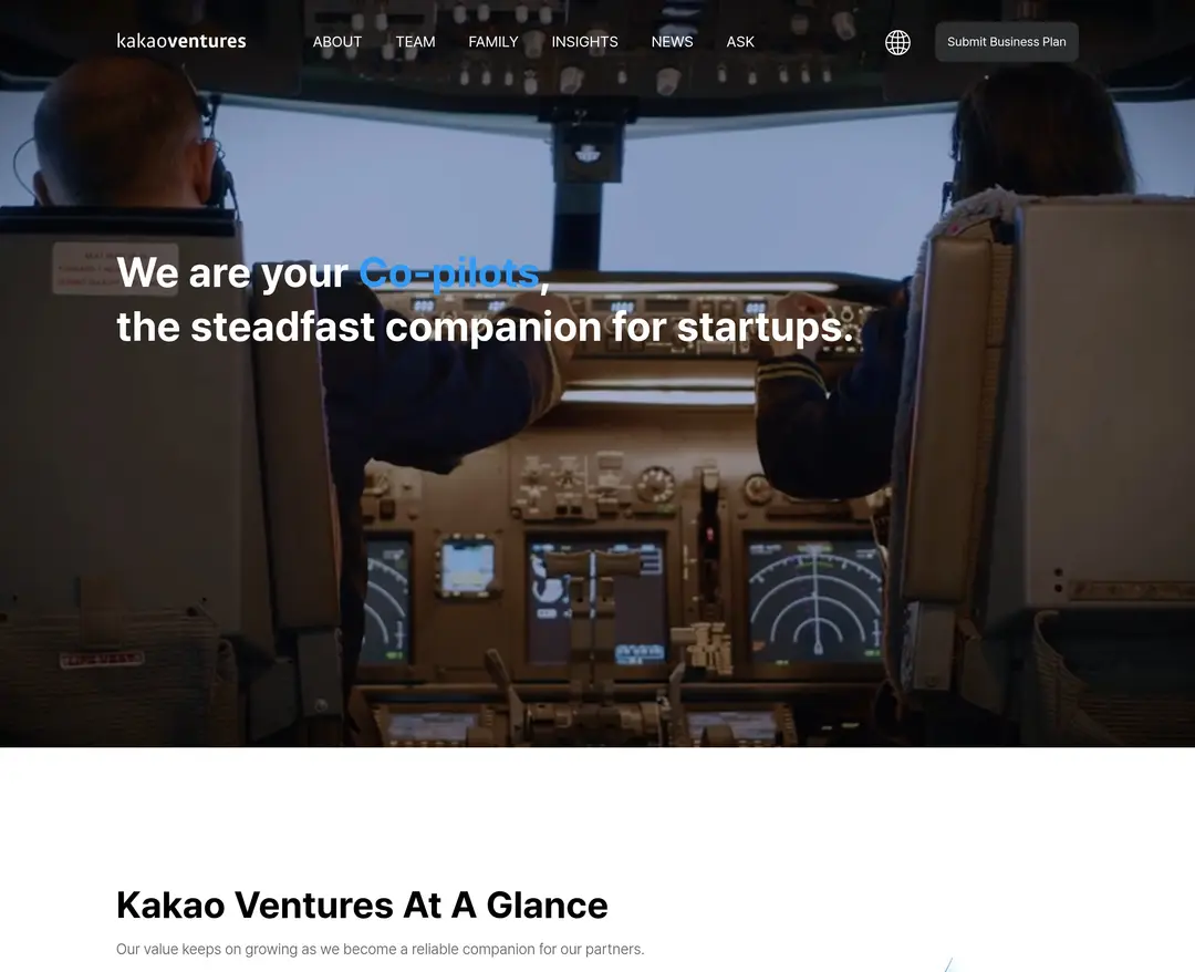 Kakao Ventures — 금융/부동산 소개 웹사이트 디자인 레퍼런스
