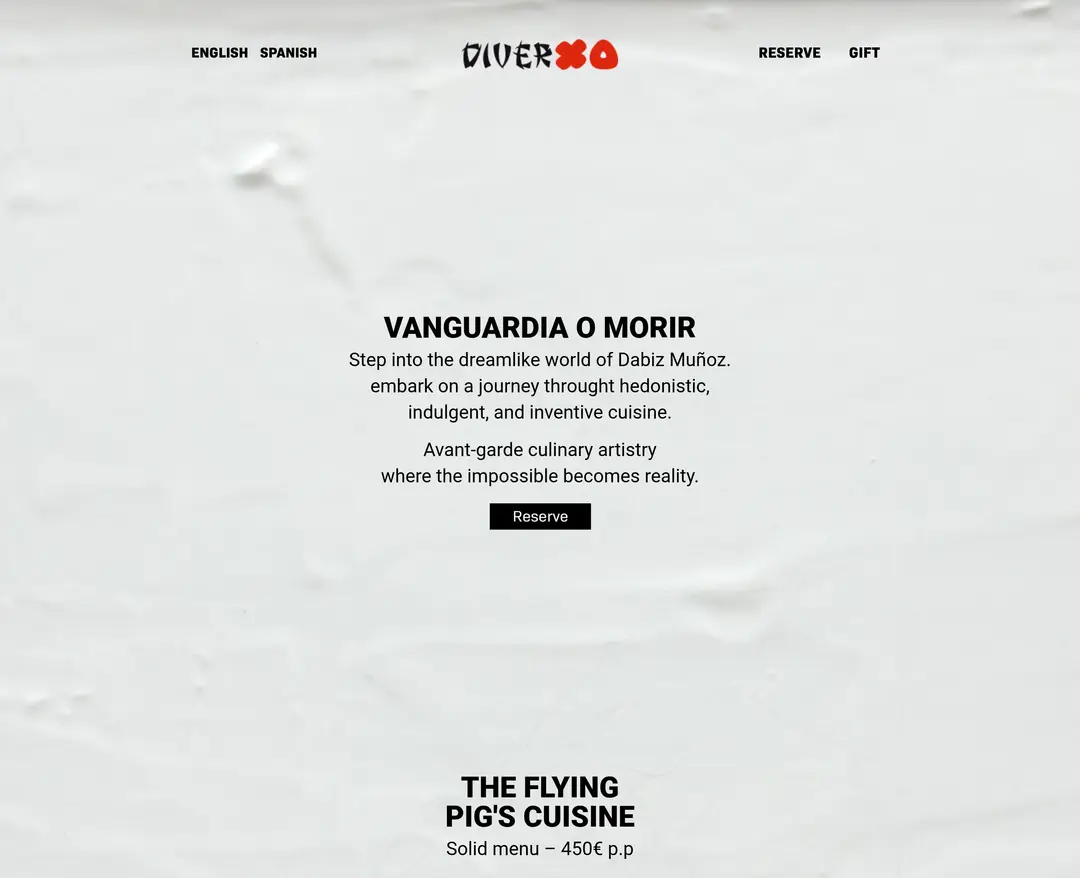 DiverXO — 카페/음식 소개 웹사이트 디자인 레퍼런스