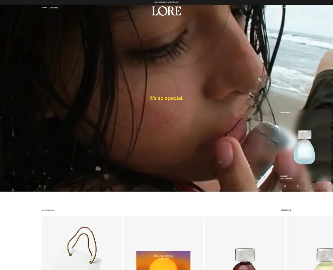 LORE — 화장품 쇼핑몰 웹사이트 디자인 레퍼런스