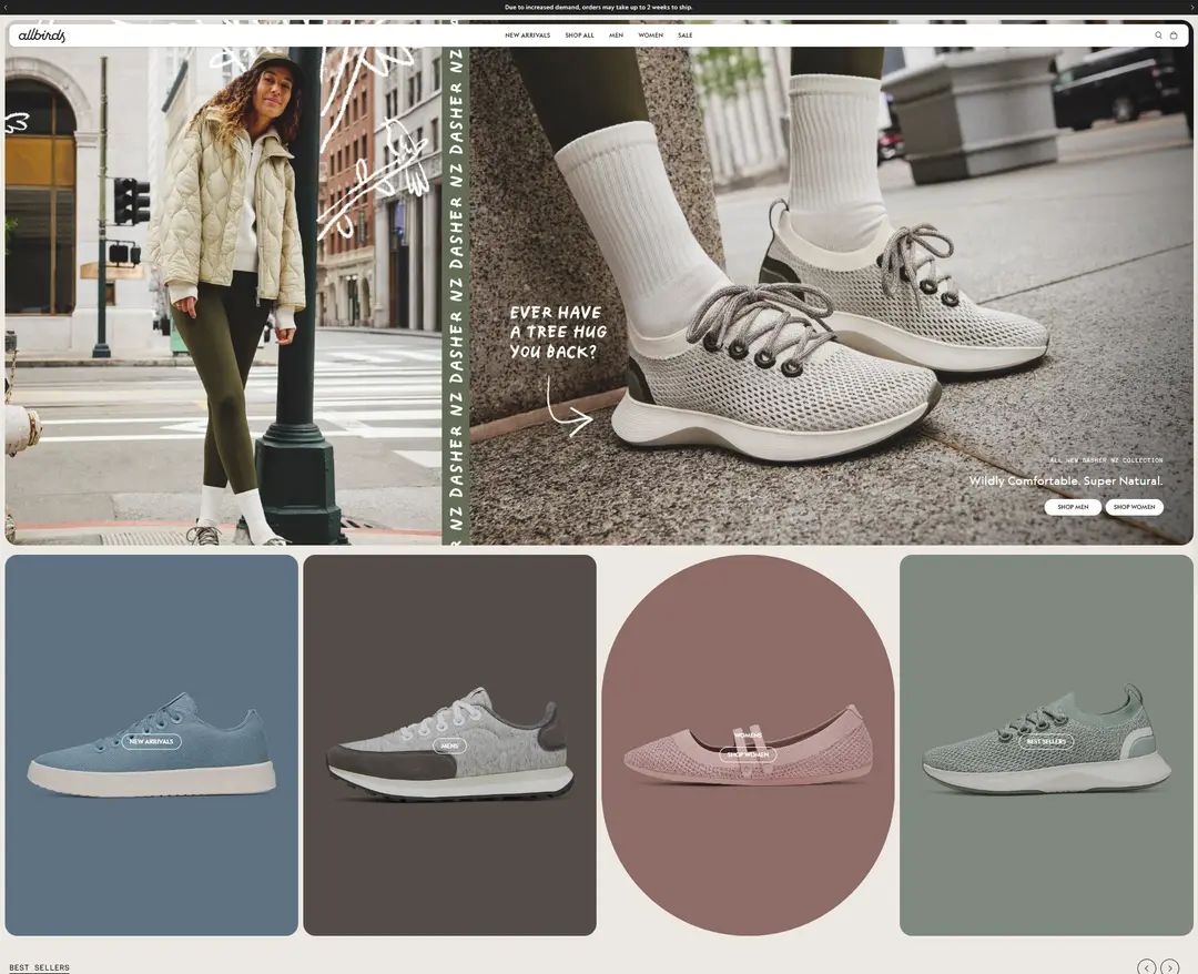 Allbirds — 패션 쇼핑몰 웹사이트 디자인 레퍼런스