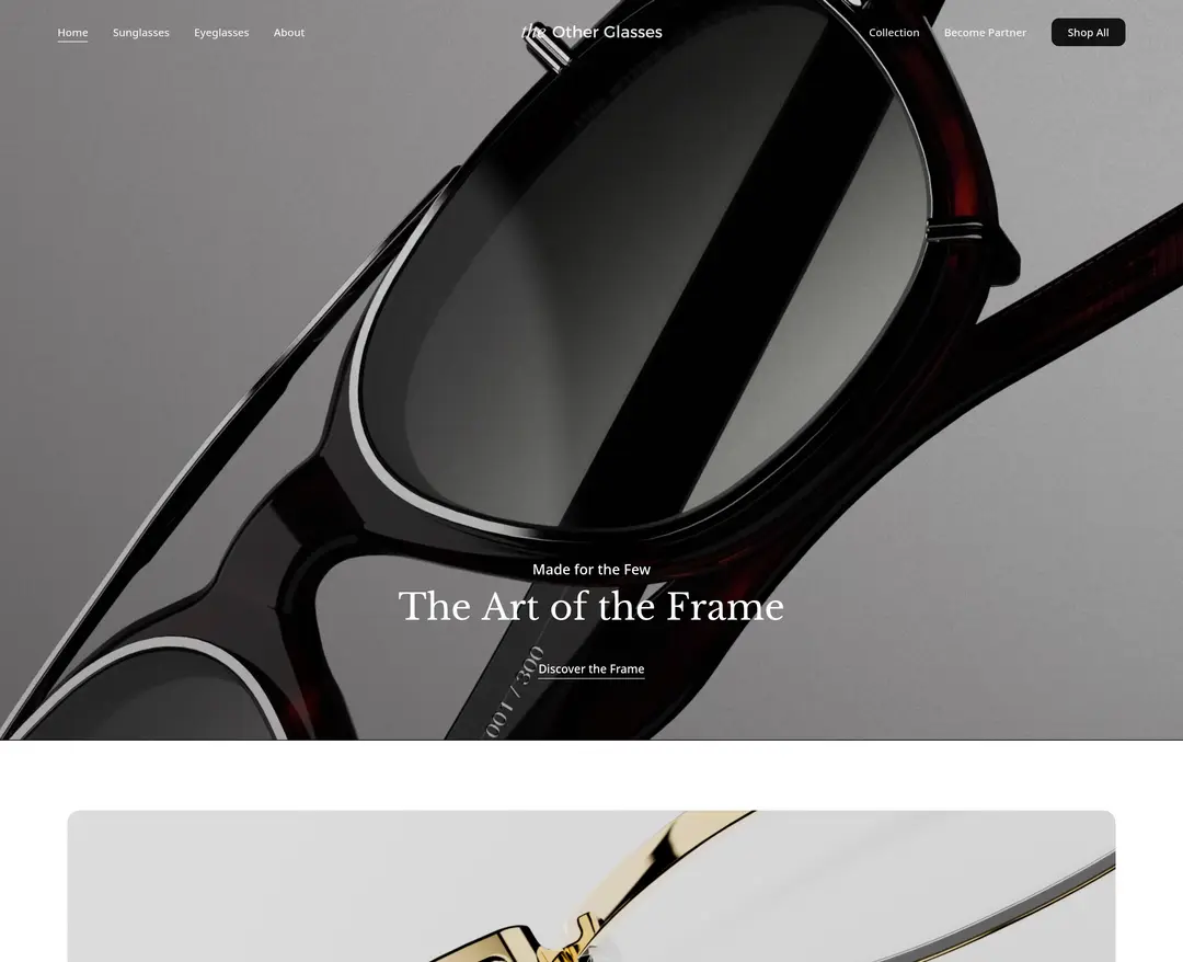 The Other Glasses — 패션 쇼핑몰 웹사이트 디자인 레퍼런스