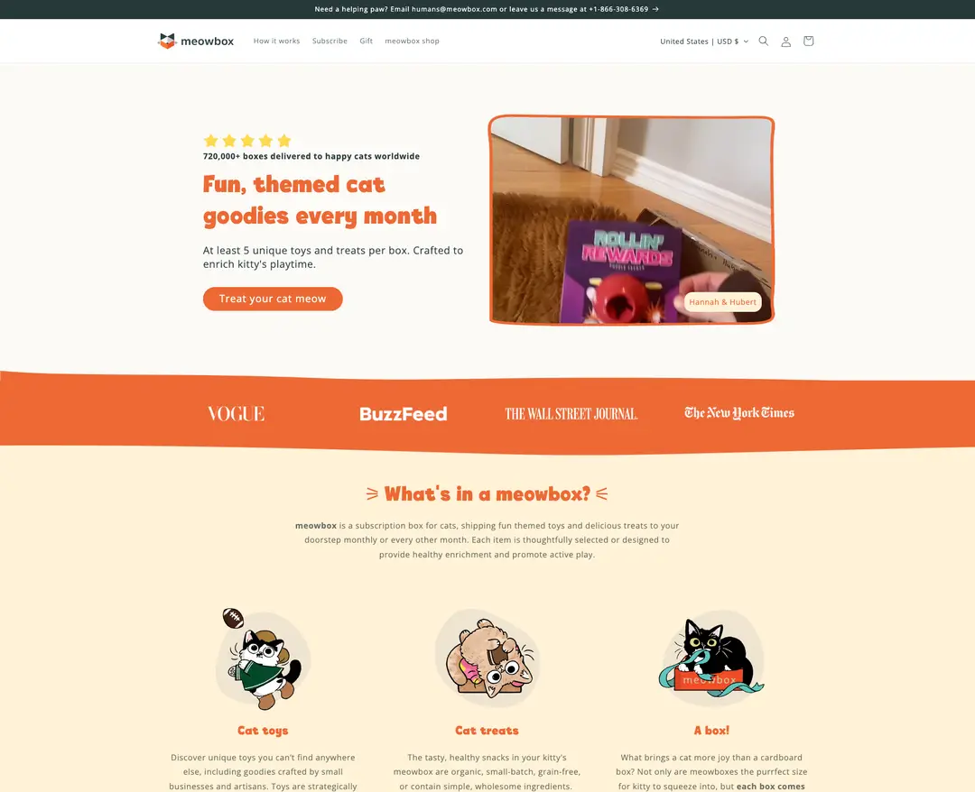 meowbox — 반려동물 쇼핑몰 웹사이트 디자인 레퍼런스