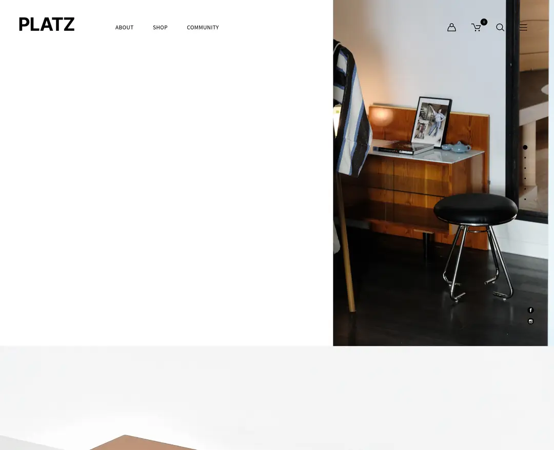 PLATZ — 인테리어/가구 쇼핑몰 웹사이트 디자인 레퍼런스