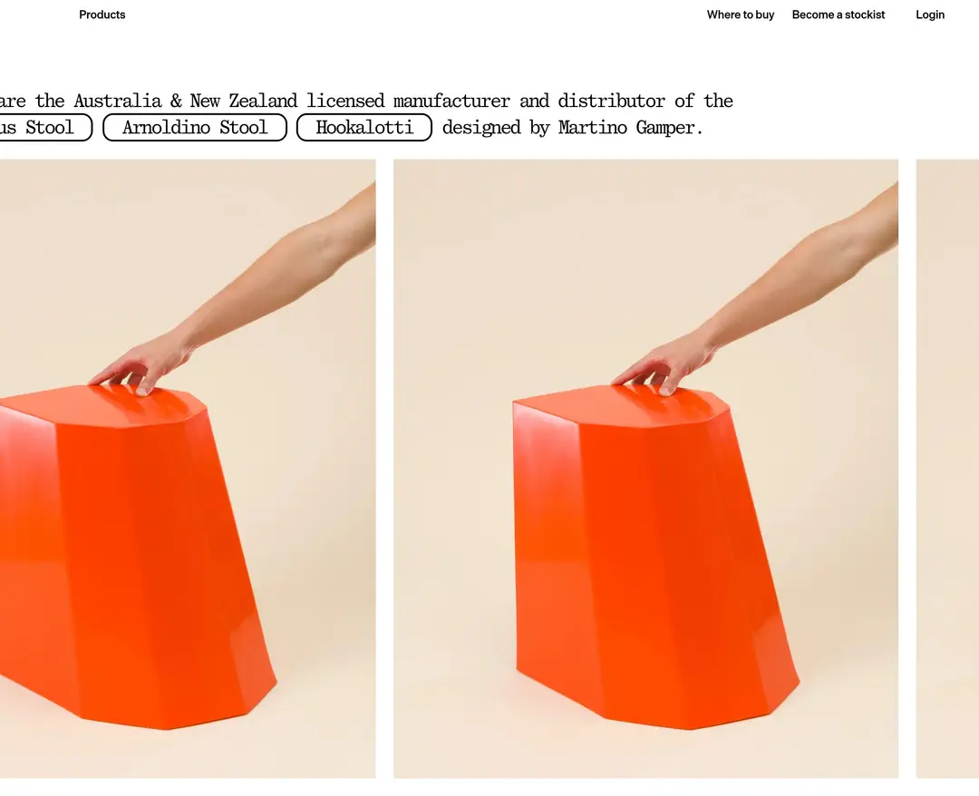 Arnold Circus Stool — 인테리어/가구 소개 웹사이트 디자인 레퍼런스