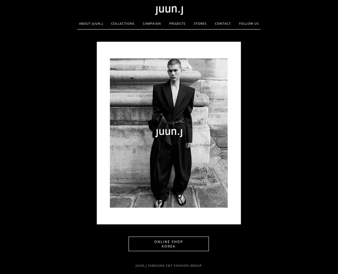 JUUN.J — 패션 소개 웹사이트 디자인 레퍼런스