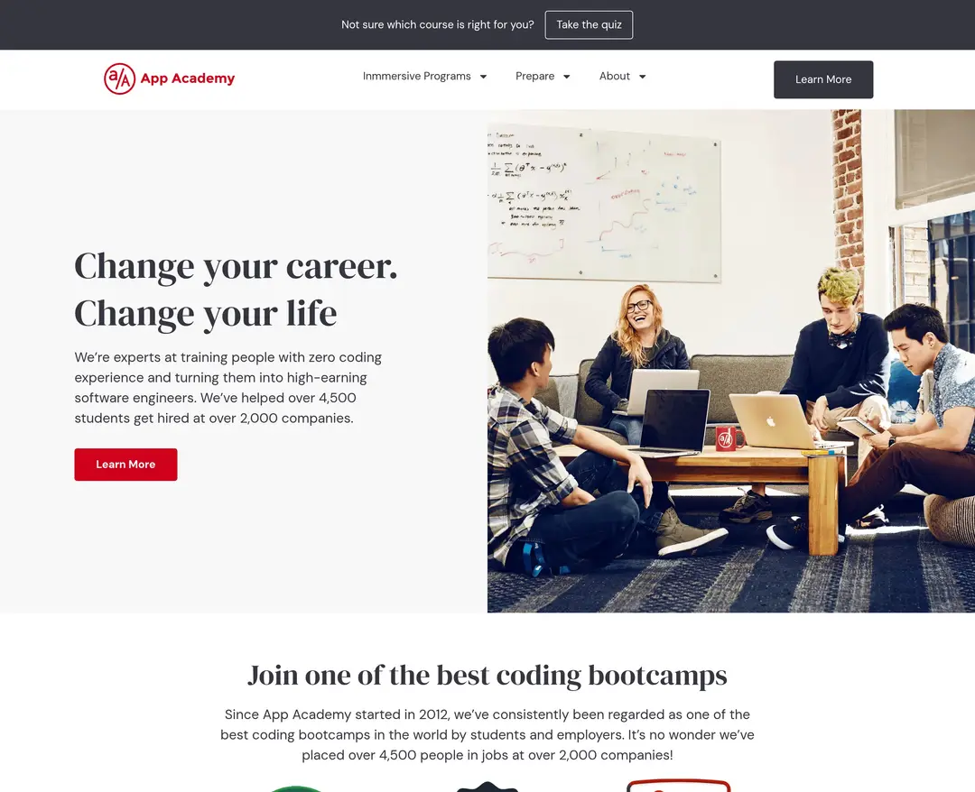 App Academy — 교육 랜딩페이지 웹사이트 디자인 레퍼런스