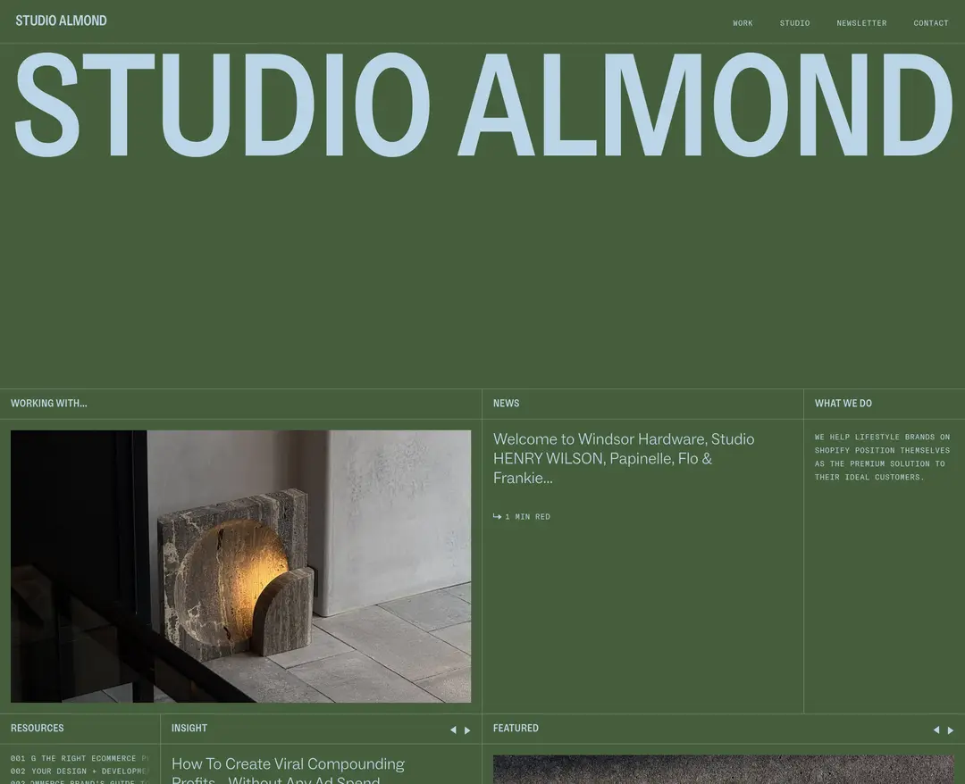 Almond Studio — 기타 포트폴리오 웹사이트 디자인 레퍼런스