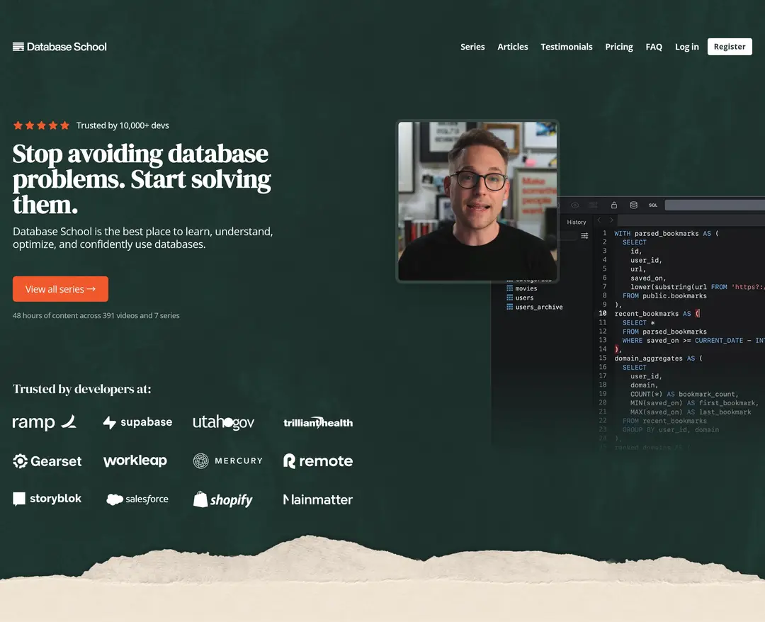 Database School — 교육 플랫폼 웹사이트 디자인 레퍼런스