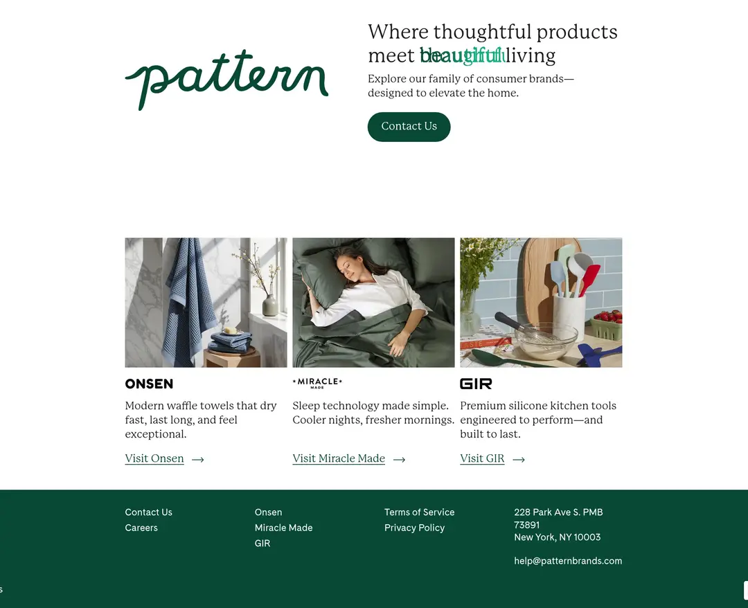 Pattern Brands — 인테리어/가구 소개 웹사이트 디자인 레퍼런스